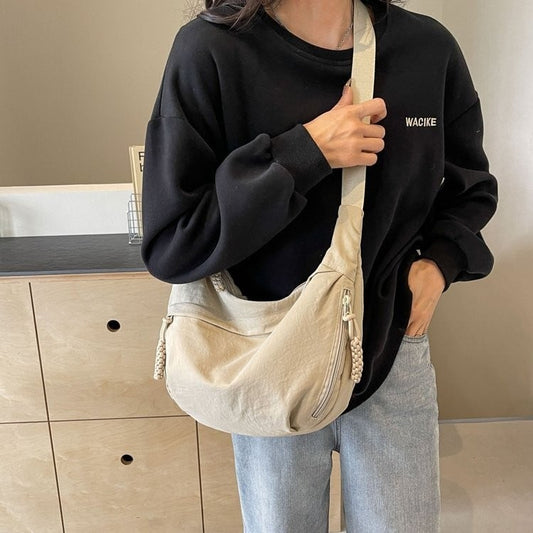 Přímý prodej od návrháře👜Dámská módní taška typu hobo z nylonové tkaniny v jednobarevném provedení