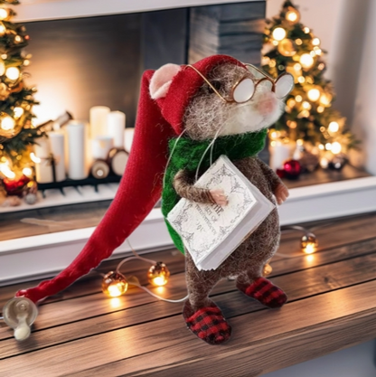 🎅Vánoční výprodej 49% sleva 🎄 Rozkošná plstěná myš pro dekoraci