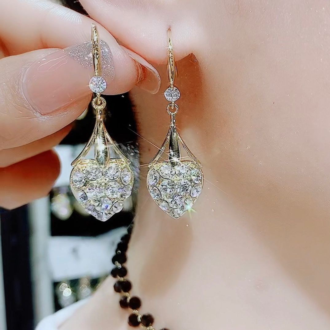New Full Diamond Heart Earrings-5